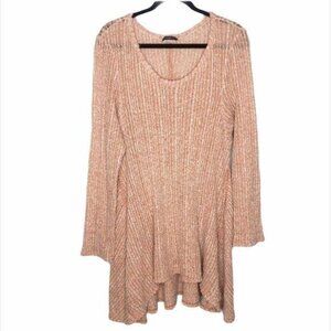 Basil Lola Ribbed knit Asymmetrical High Low Boho Slouchy Sweater Dress Tunic